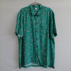 NWT Eubi Mens Turquoise Green Koala Print Cooling Seagull Summer Shirt Size XL